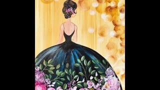 Girl in a Party Dress Acrylic Painting on Canvas for Beginners | TheArtSherpa