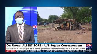 Illegal Mining Pit Collapse: Rescue team working to save some galamsey operators trapped (2-6-21)