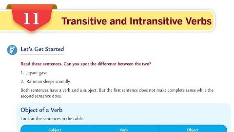 Transitive and Intransitive Verbs | Ch-11 | Part-02 | Class-6 | Collins English grammar book
