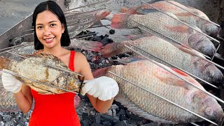 Salt Crusted Charcoal Grilled Fish - Thai Street Food