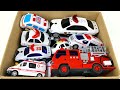 救急車、パトカー、消防車『緊急車両』ミニカーがサイレン鳴らして緊急走行!