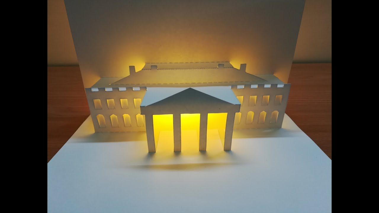 3d White House pop up card designer paper art kirigami 3d白宮