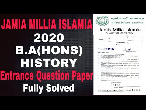 JMI BA(HONS) History 2020 Solved Entrance Question Paper Jamia Millia Islamia