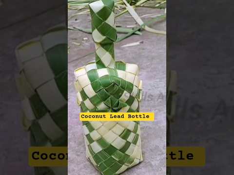 Make bottle with palm leaf #bottle #basket #craft