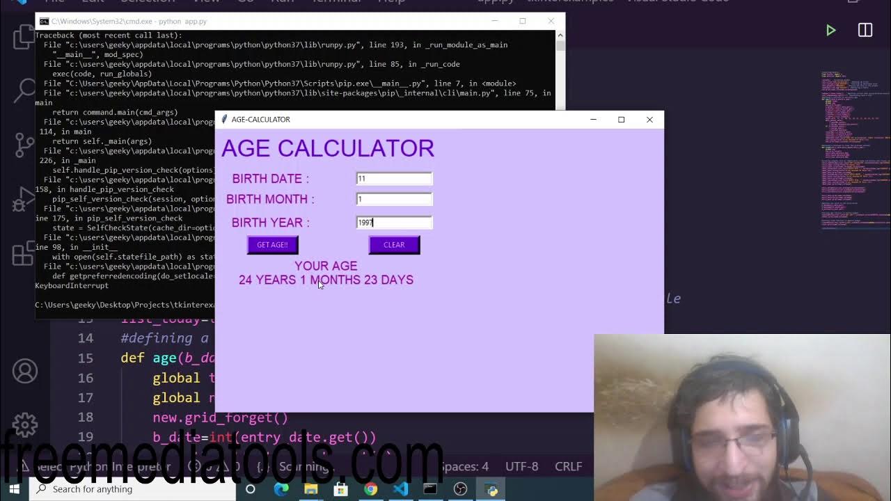 Python 3 Tkinter Age Calculator From Date of Birth in Days,Months and ...