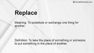 Replace Meaning