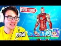 *NEW* Fortnite Season 4 BATTLE PASS UNLOCKED TIER 100... (IRON MAN)