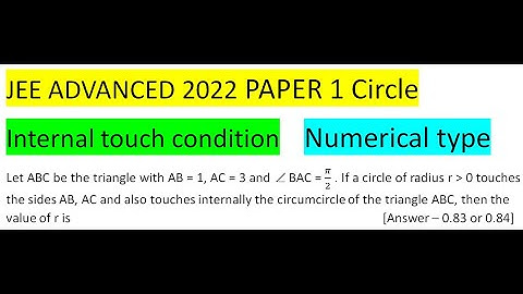 Let ABC be the triangle with AB = 1, AC = 3 and  BAC = π/2 . If a circle of radius r  0 touches the