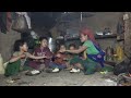 Cooking and eating together by family in village || Rural life