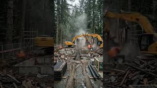 Burned forest cabin reborn into a hidden Scandinavian luxury retreat deep in the woods at twilight!!