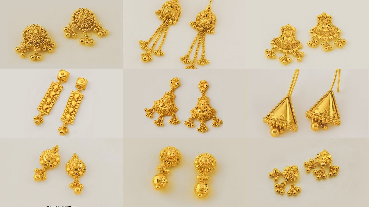 Latest light weight gold Earrings designs with WEIGHT and PRICE Gold
