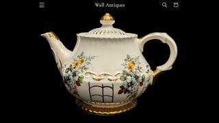 Ellgreave Ironstone Teapot (Wood & Sons, Floral/Geometric Grid), Circa 1950s ☕️🇬🇧⚜️