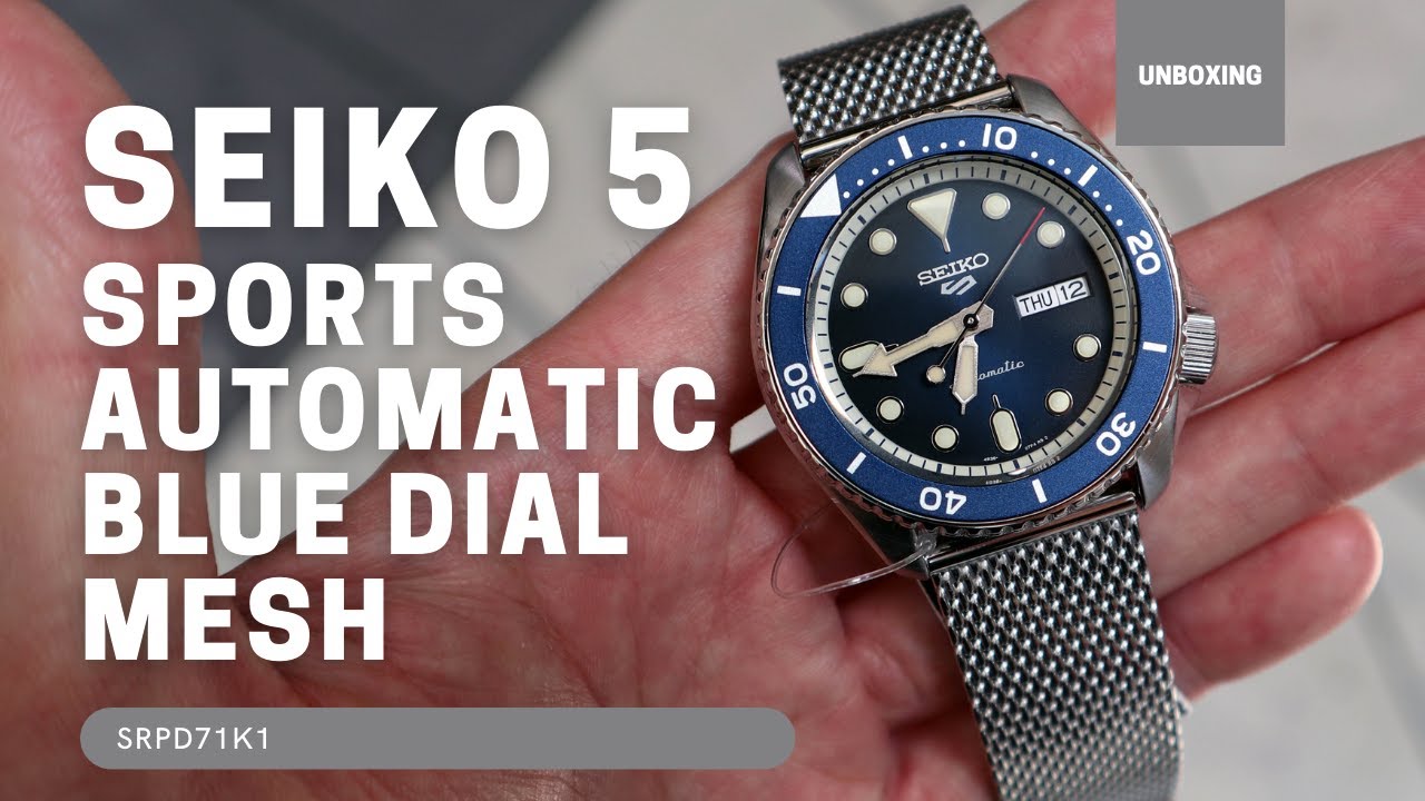 Unboxing Seiko 5 Sports Light Blue Dial Mesh Band SRPD71K1 - YouTube