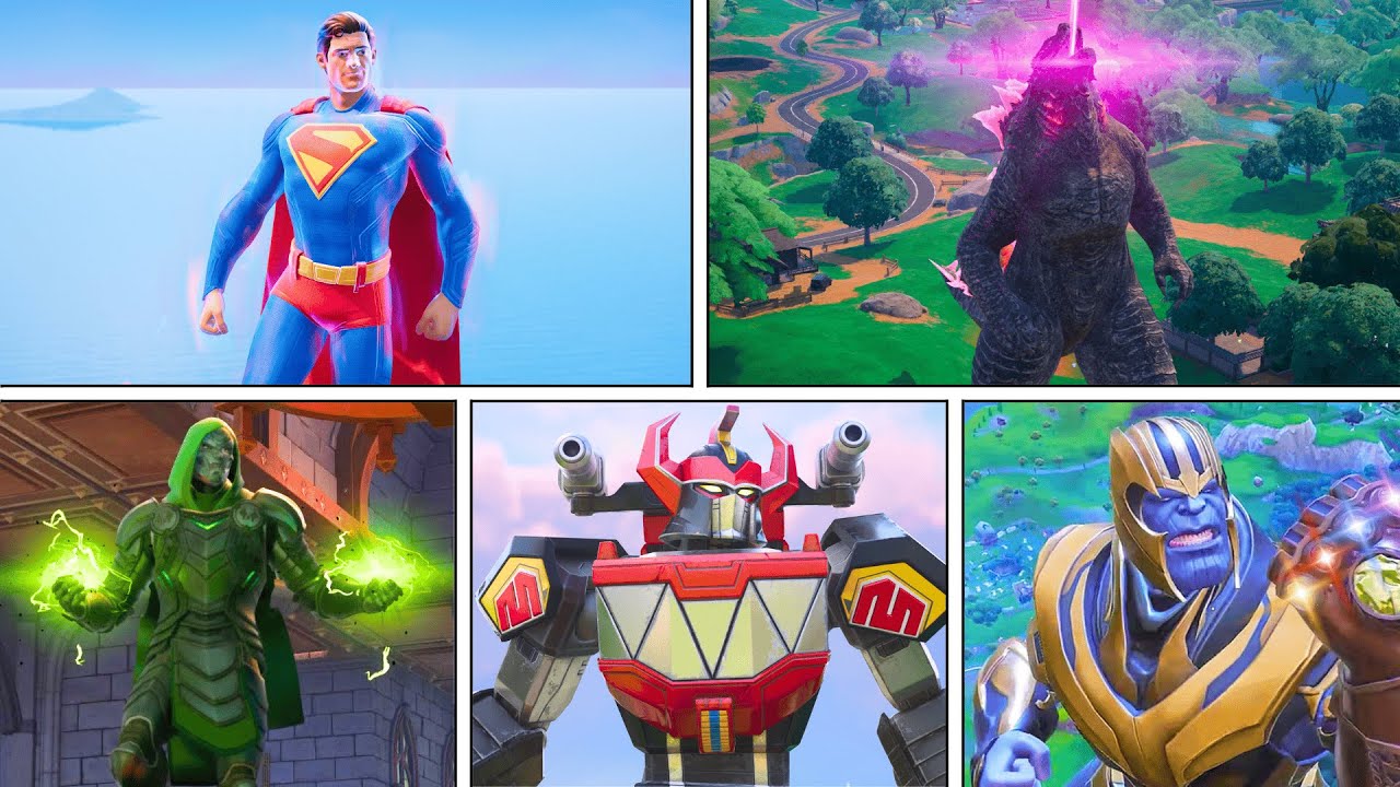 Evolution of All Mythic Bosses in Fortnite! (Megazord, Superman, Godzilla, Doom & Thanos)
