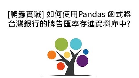 [爬蟲實戰] 如何使用Pandas 函式將台灣銀行的牌告匯率存進資料庫中?