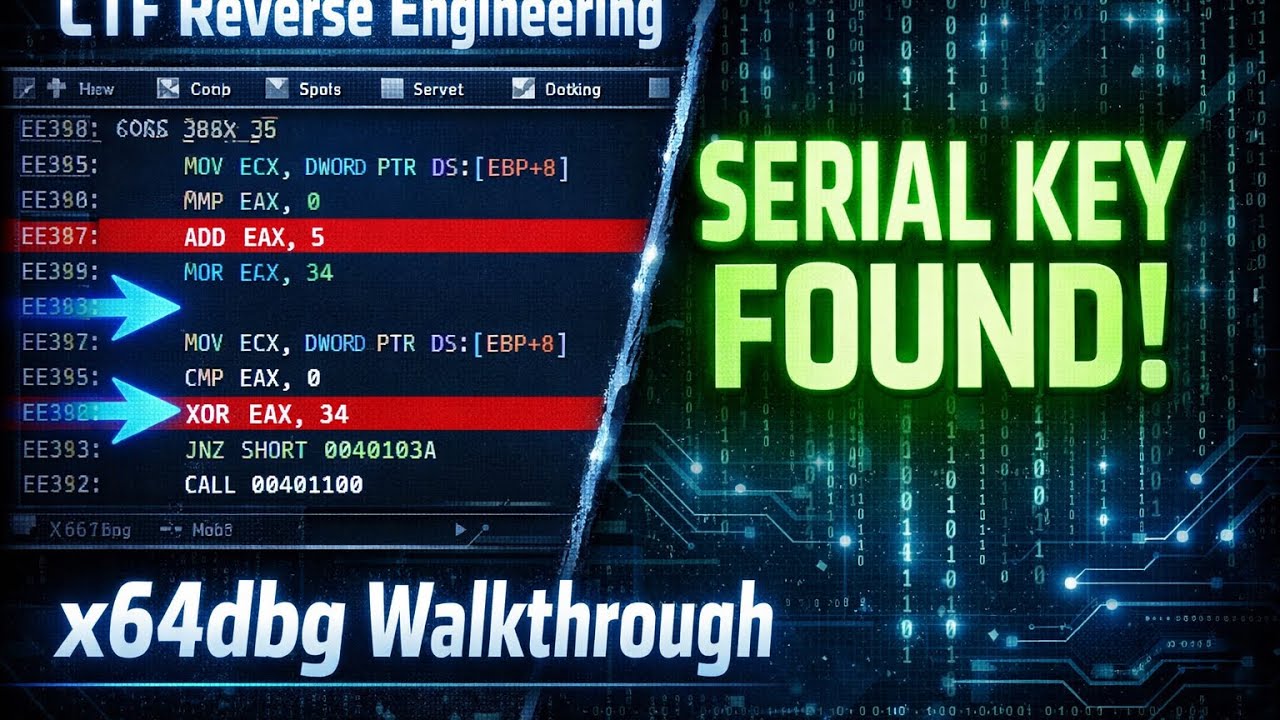 Reverse Engineering CTF Challenge | x64dbg se Serial Key Kaise Nikaale ...