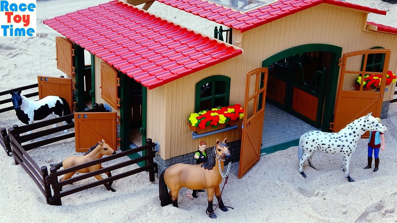Schleich Stable With Horses Playset For Kids Youtube