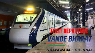CHENNAI-VIJAYAWADA VANDE BHARAT EXPRESS First Departure From Chennai Central Railway Station