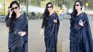 Beauty In Black Shruti Hassan Grab The Attention Of Everyone At Airport With Her Saree Look