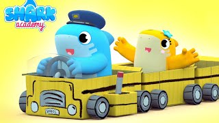 Wheels on the bus Baby Shark version - Kids Playing Professions | Shark Academy