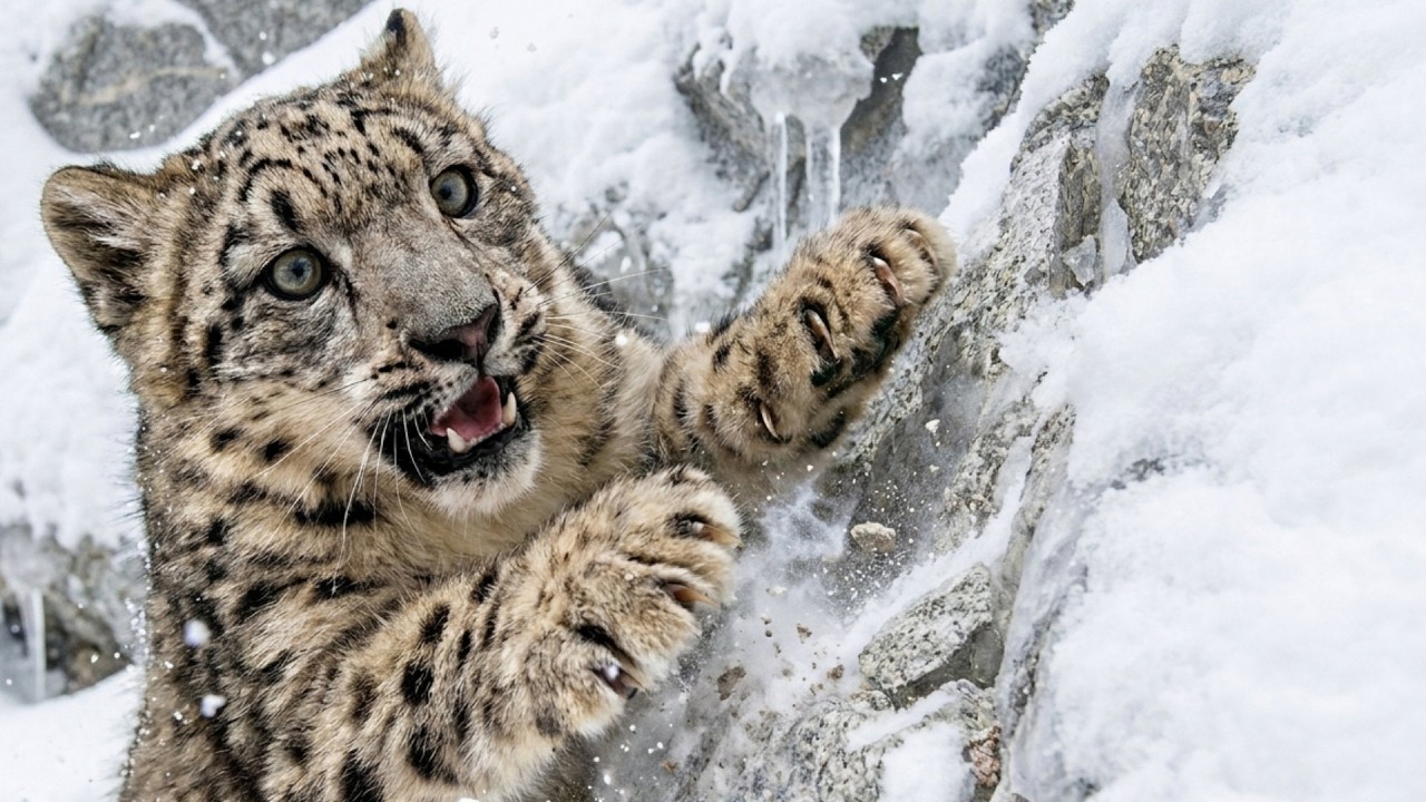 The Most Dangerous Moments Of This Snow Leopard's Life