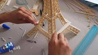 How to make a Wooden Sticks Eiffel Tower DIY -اصنع بنفسك مجسم برج ايفل من الأعواد الخشبية