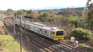 2024年12月25日 連続する25パーミル区間の頂上付近をゆく E493系 01編成 事業用交直流電車 信越線 高崎~横川 間に初めて入線して試運転(3日目) JR信越線 西松井田~横川 間