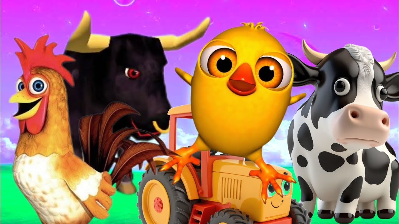 El pollito y el tractor de la granja 3D game pollito pío el Toro se congela jugando 3D