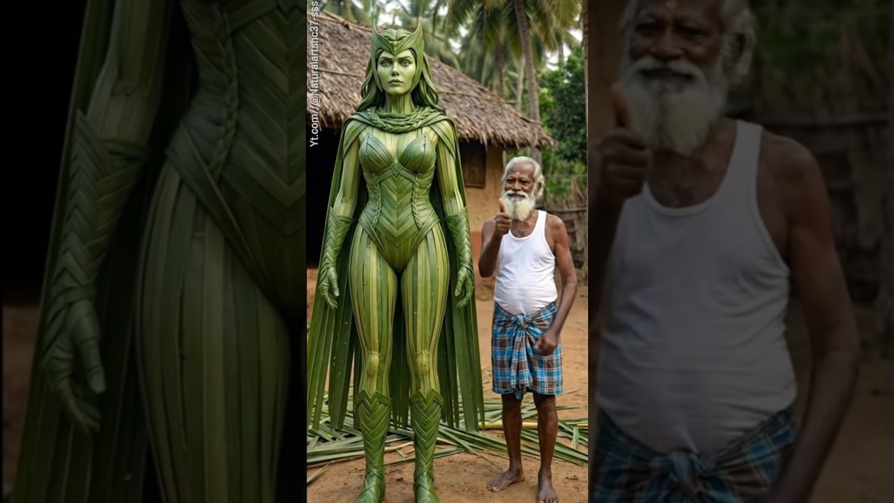 Wanda Maximoff Made from Coconut Leaves 🌿 | Scarlet Witch Village Art | Marvel Statue