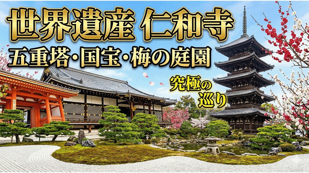 街角ウォッチング ゆっくり解説】66歳京都旅 世界遺産 仁和寺 ＝五重塔