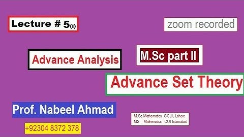 Lecture#5 (i) | Denumerable sets | Advance set theory | Advance Analysis | Prof. Nabeel Ahmad
