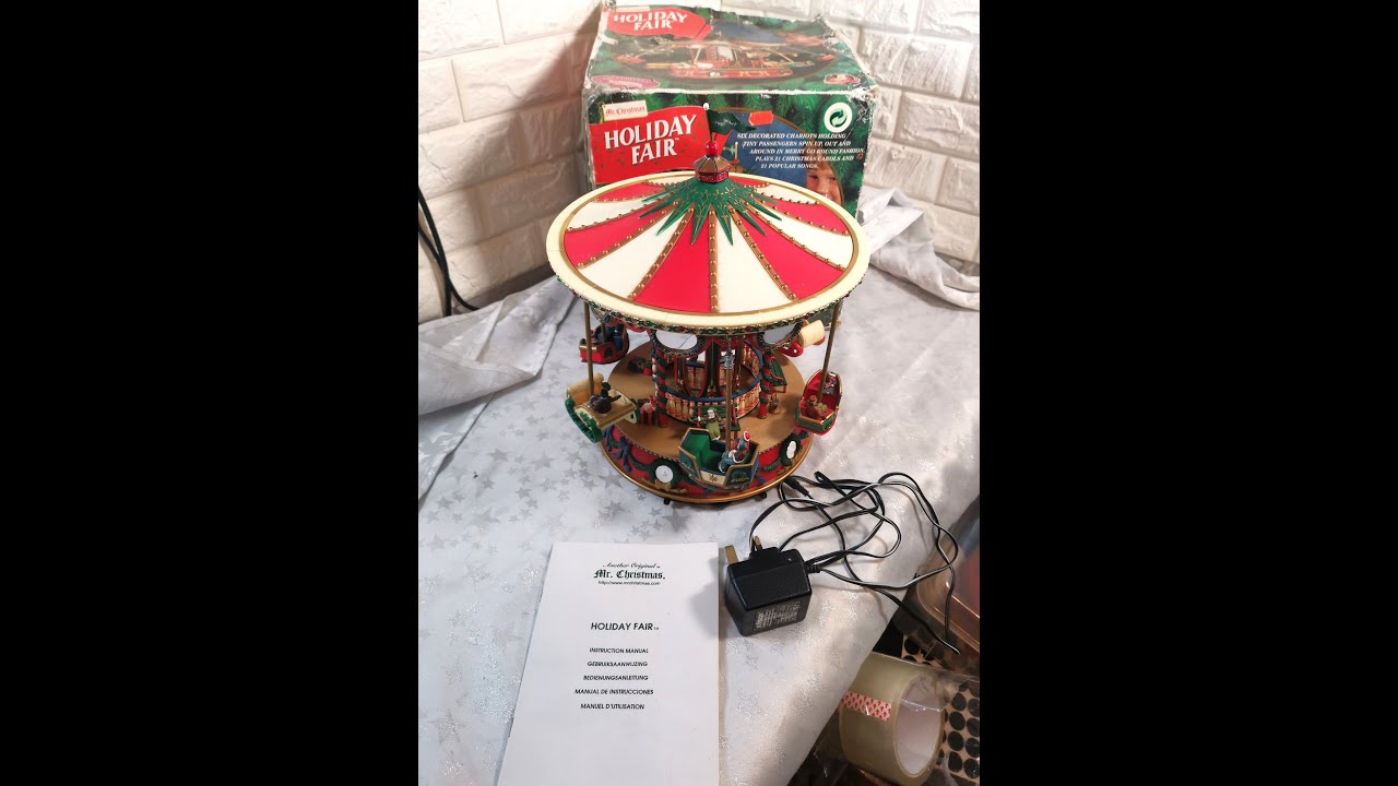 Vintage Mr Christmas Holiday Fair Carousel Merry Go Round Animated And Musical