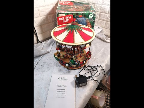 Vintage Mr Christmas Holiday Fair Carousel Merry Go Round Animated