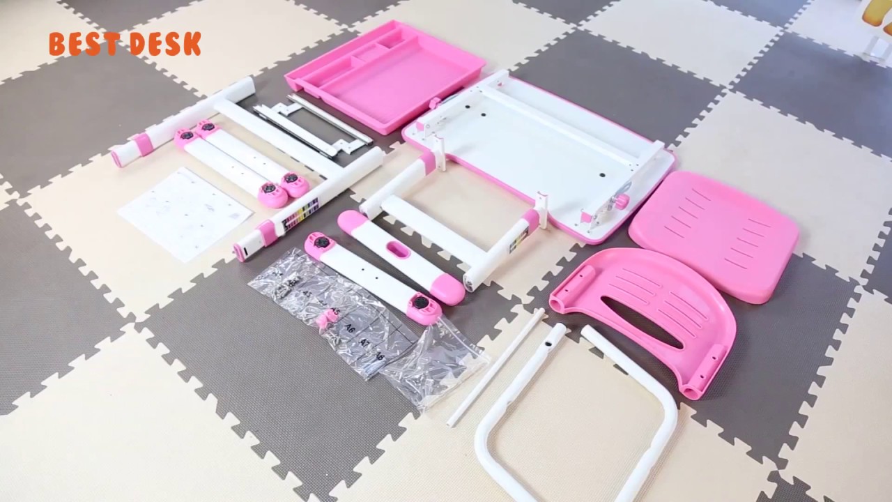 Best Desk Height Adjustable Children Desk Chair Mini Study Desk for Kids Assembly Video