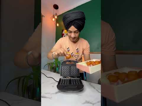 Gulab jamun & Rasgula Waffle | Day 5 of 15 days waffle challenge #shorts #paramaedy