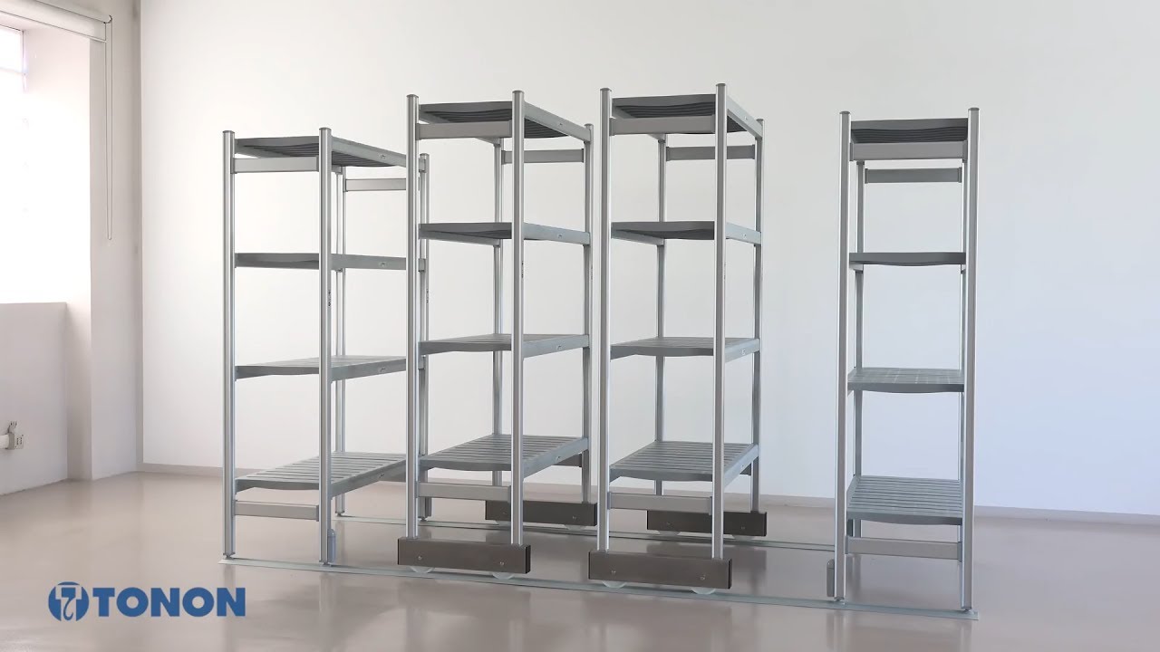 TONON - HD Shelving System Lower Rail - Scaffalatura Compattabile - YouTube