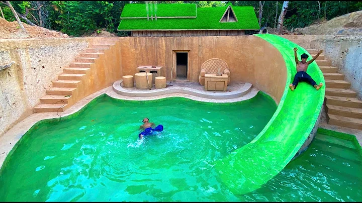 100Days Building An Underground Temple House With Water Slide To Underground Swimming Pool
