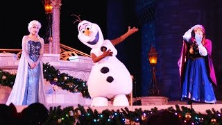 Olaf Makes 1St Ever Live Appearance At Walt Disney World In A Frozen Holiday Wish Show Anna Elsa
