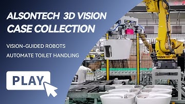 ALSONTECH 3D vision guides Fanuc robot for automated handling of ceramic toilets
