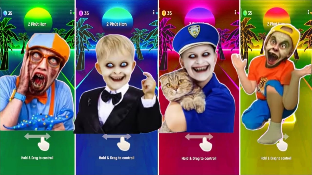 Tiles Hop - ZombieBlippi🆚 ZombieLikeNastya🆚 ZombieDianavsRoma🆚 ZombieVladandNiki🎶 Tiles Hop EDM Rush