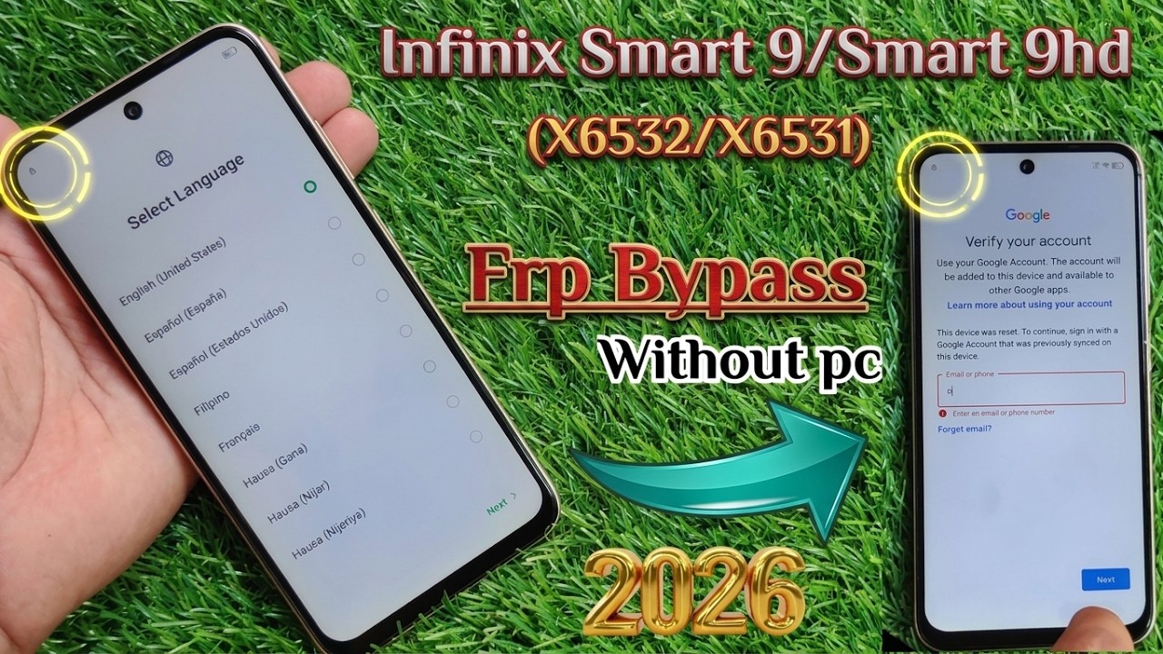 Infinix Smart 9/Smart 9 hd Google Account bypass 2026 | Infinix