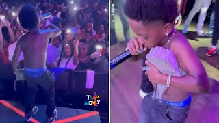 Finesse2Tymes 10 year old son 1fngking goes crazy performing on stage