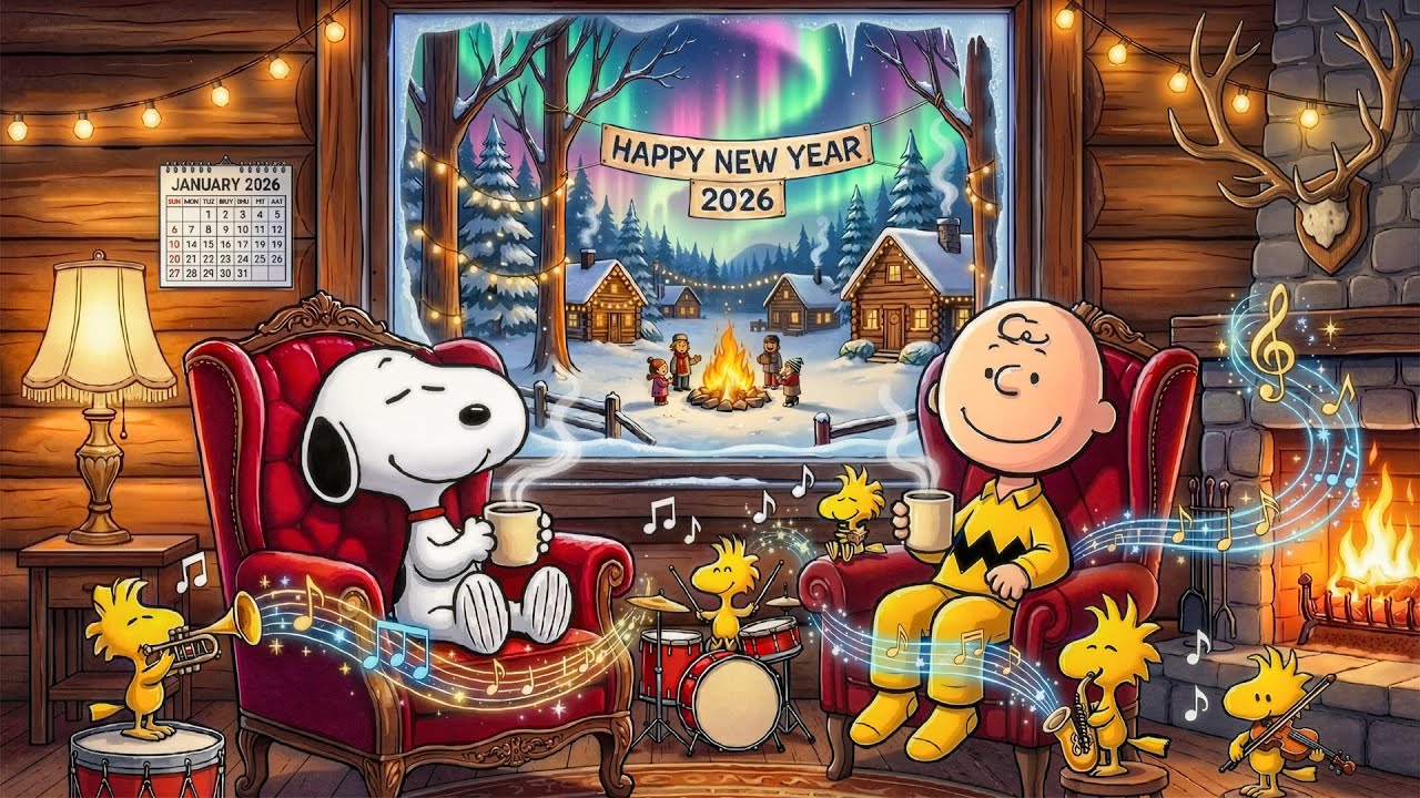 Уютная зимняя джазовая музыка с Чарли Брауном и Снупи | Уютная джазовая атмосфера у камина для сп...