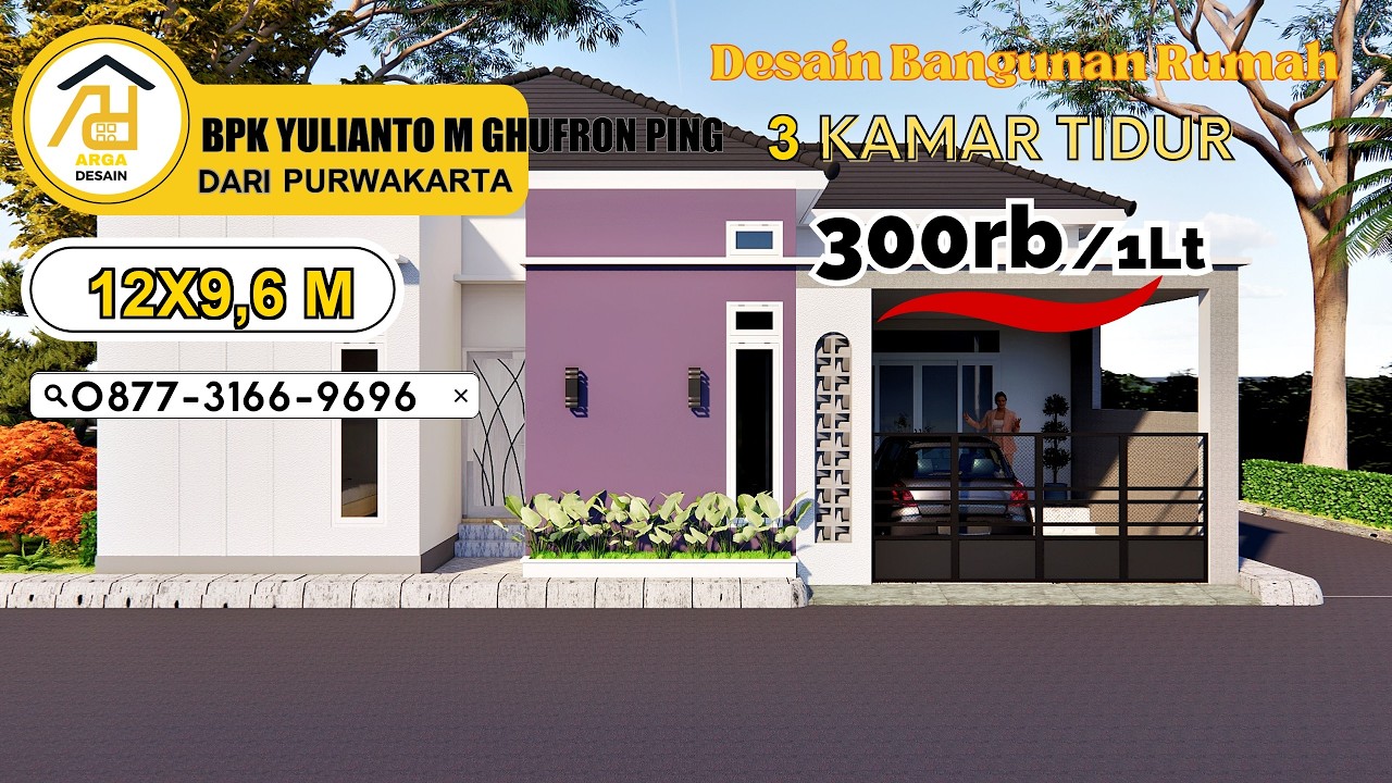 Desain Rumah Ukuran 12X9,6 M  [1 LANTAI] dari BPK YULIANTO M GHUFRON, Jasa Desain Rumah PURWAKARTA