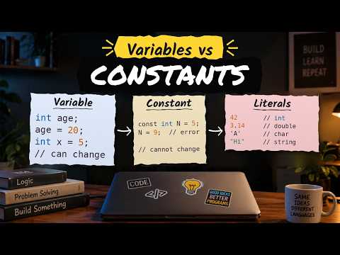 Variables vs Constants in C++: Declaration, Initialization & Literals