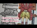 Cute Cat Sleeping Beside a Girl - Soothing Colouring Session with Touch Markers #soothingart