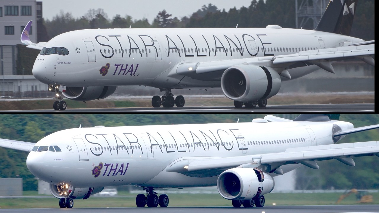Thai Airways Star Alliance Livery Airbus A350-900 A330-300 Landing