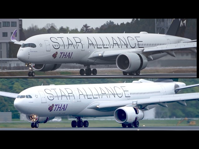 Thai Airways Star Alliance Livery Airbus A350-900 A330-300 Landing