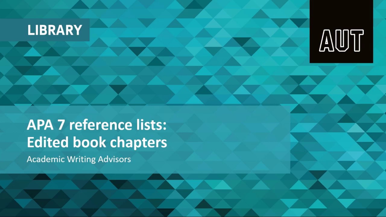 APA 7 reference lists: Edited book chapters - YouTube