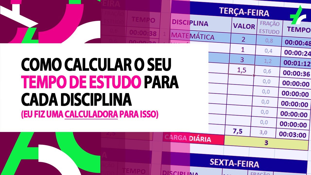 Como CALCULAR seu tempo de estudo para cada disciplina - YouTube